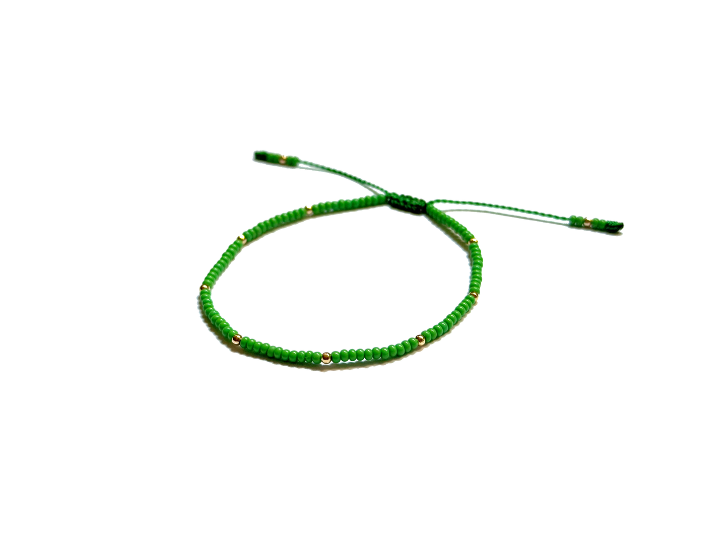 Pulsera Verde De Protección Con Puntos De Oro