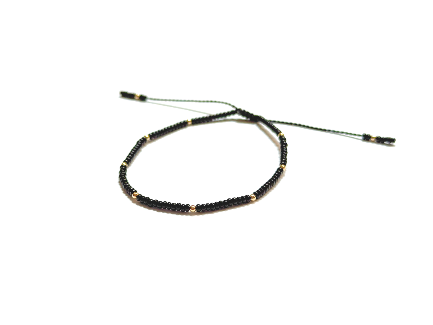 Pulsera Negra De Protección Con Puntos De Oro