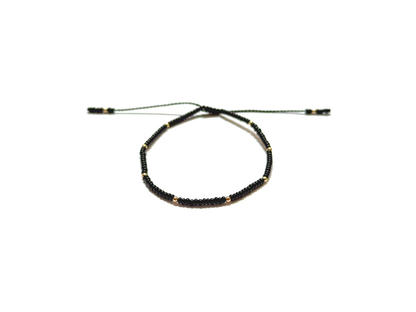 Pulsera Negra De Protección Con Puntos De Oro