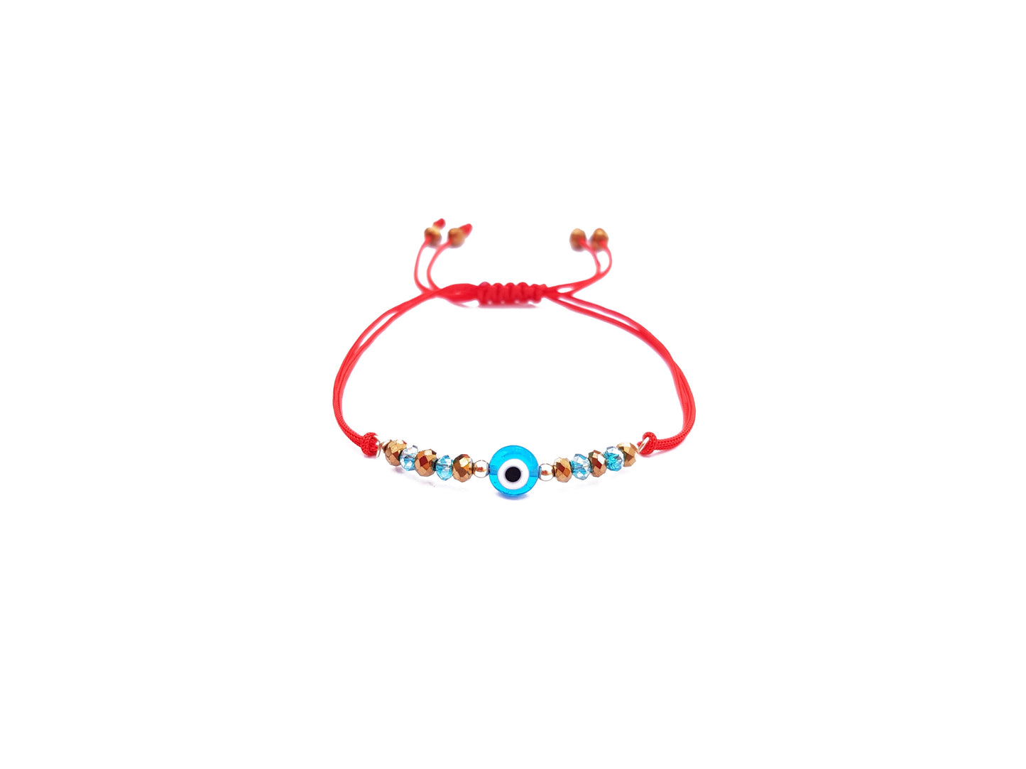 Pulsera Roja • Ojo Turco Azul Cielo & Gold Filled