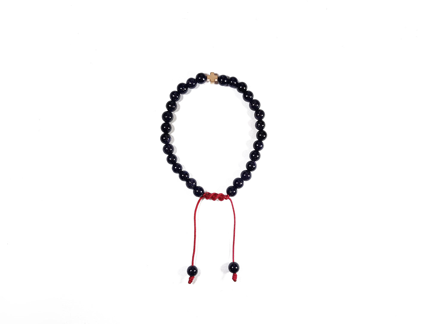 Pulsera De Aventurina Con Cruz De Hematita Dorada