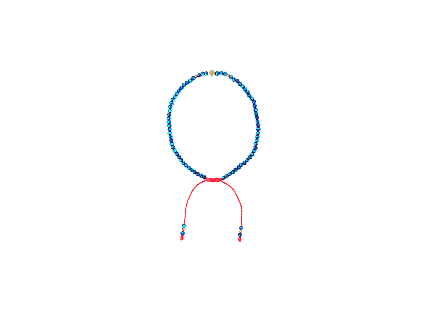 Pulsera Azul De Protección Con Cruz De Hematita Dorada