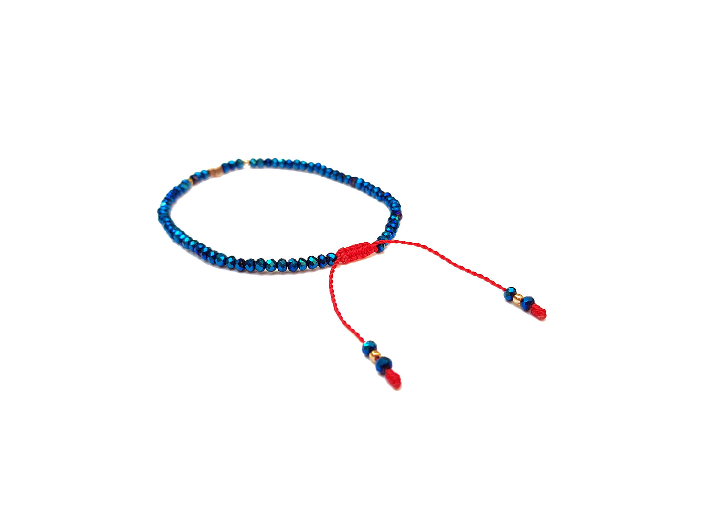 Pulsera Azul De Protección Con Cruz De Hematita Dorada