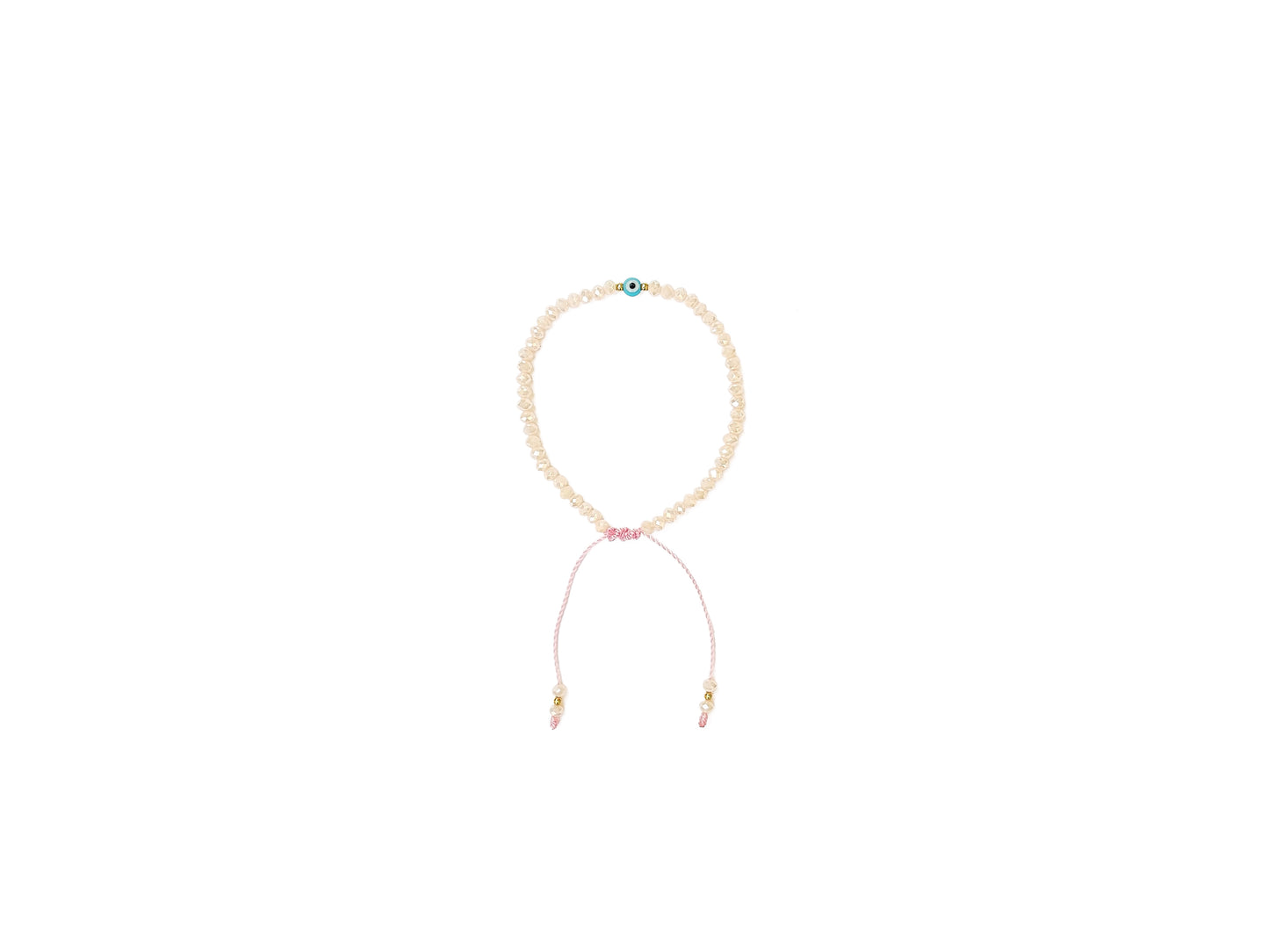 Pulsera Rosa De Protección De Cristales Con Ojo Turco Azul