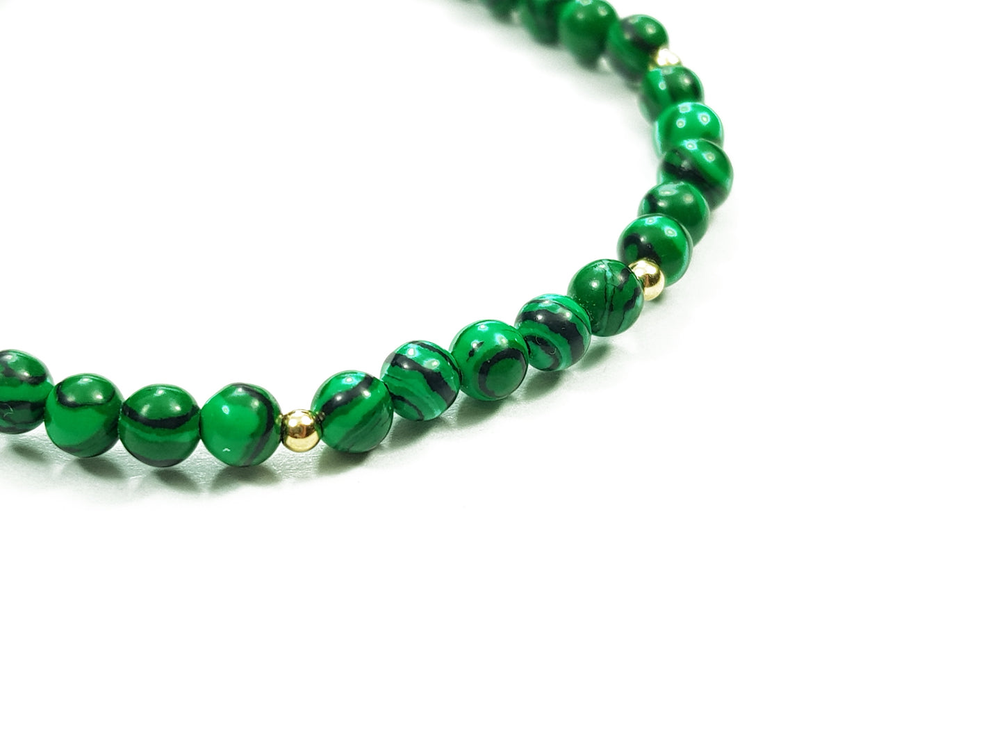 Pulsera De Malaquita Con Oro