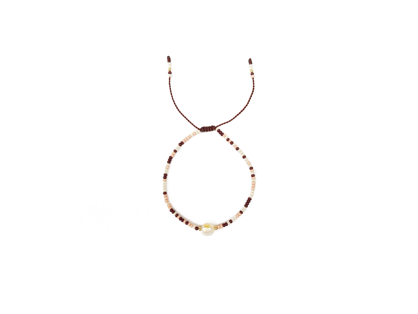 Pulsera De Cristales Pastel Con Perla Al Centro