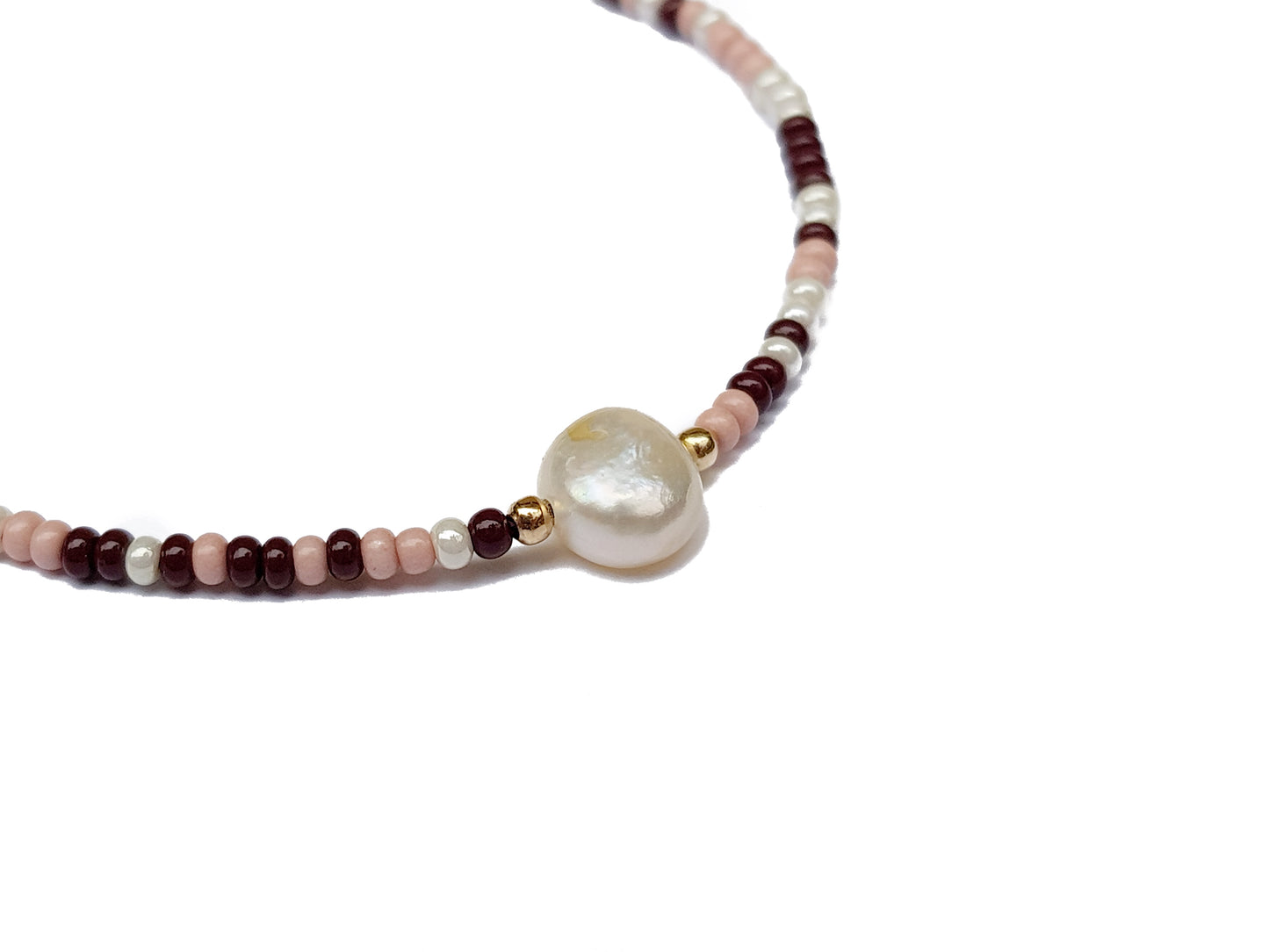 Pulsera De Cristales Pastel Con Perla Al Centro