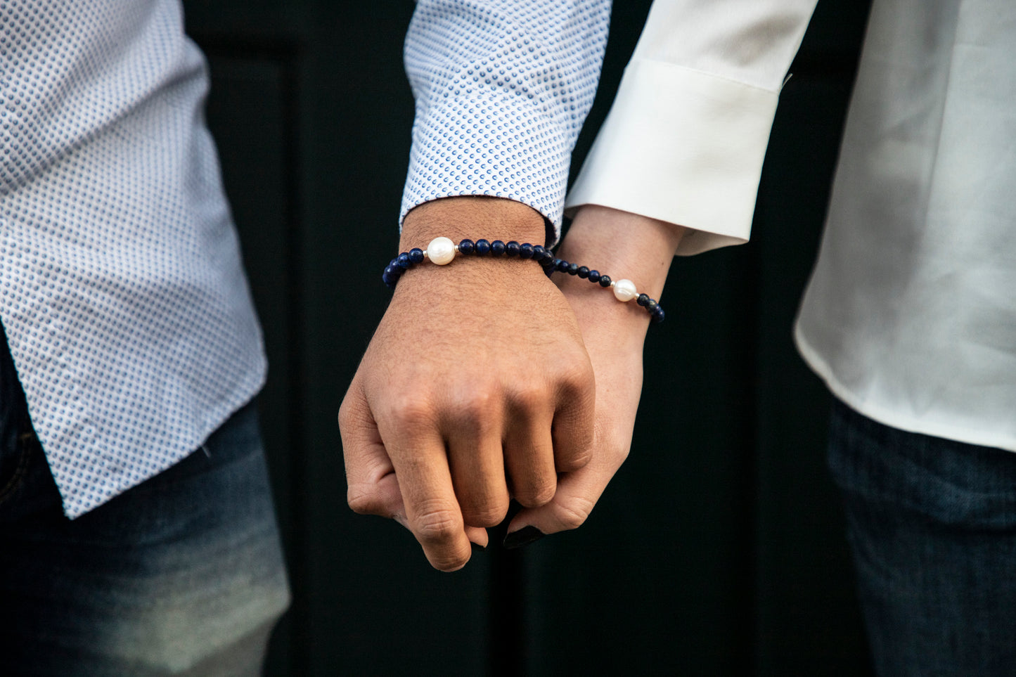 Juego De Pulseras De Aventurina Con Perla Para Parejas