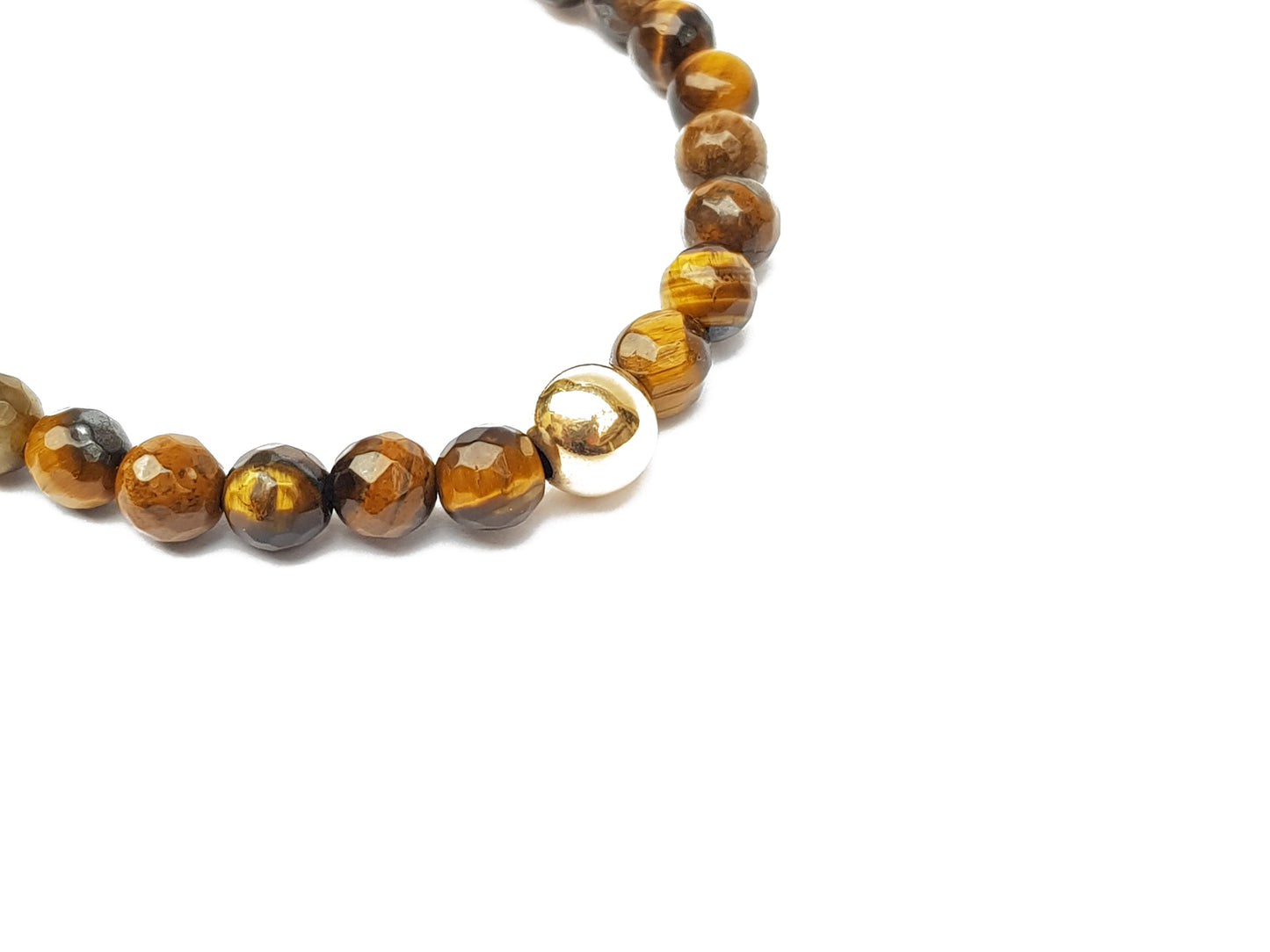 Juego De Pulseras De Ojo De Tigre Con Esfera De Oro Para Parejas
