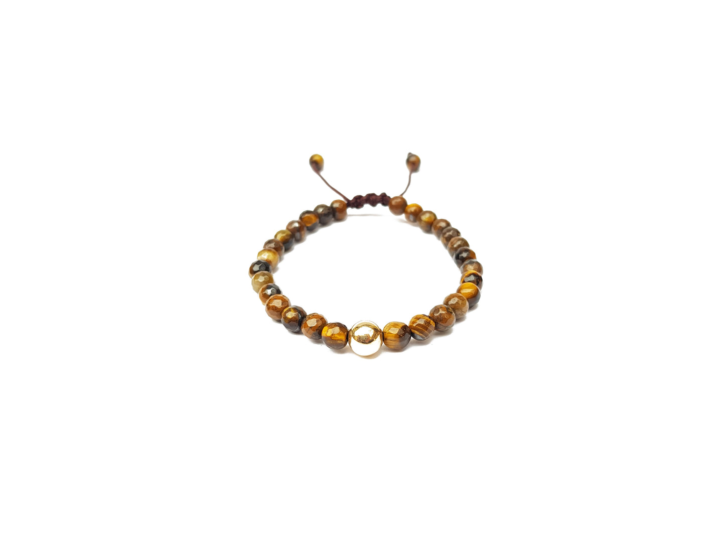 Juego De Pulseras De Ojo De Tigre Con Esfera De Oro Para Parejas