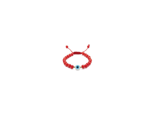 Pulsera Roja De Protección De Coral Con Ojo Turco Blanco Para Bebé