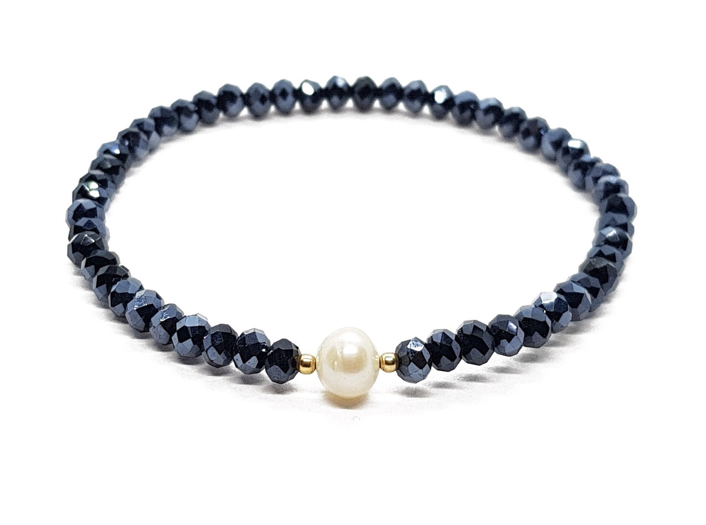 Pulsera de cristales acerina con perla natural