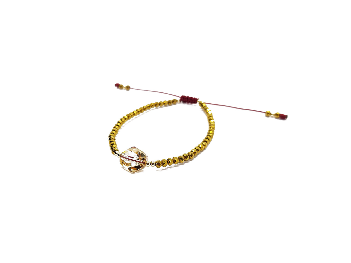 Pulsera Dorada De Cristales Con Cristal Austriaco Al Centro