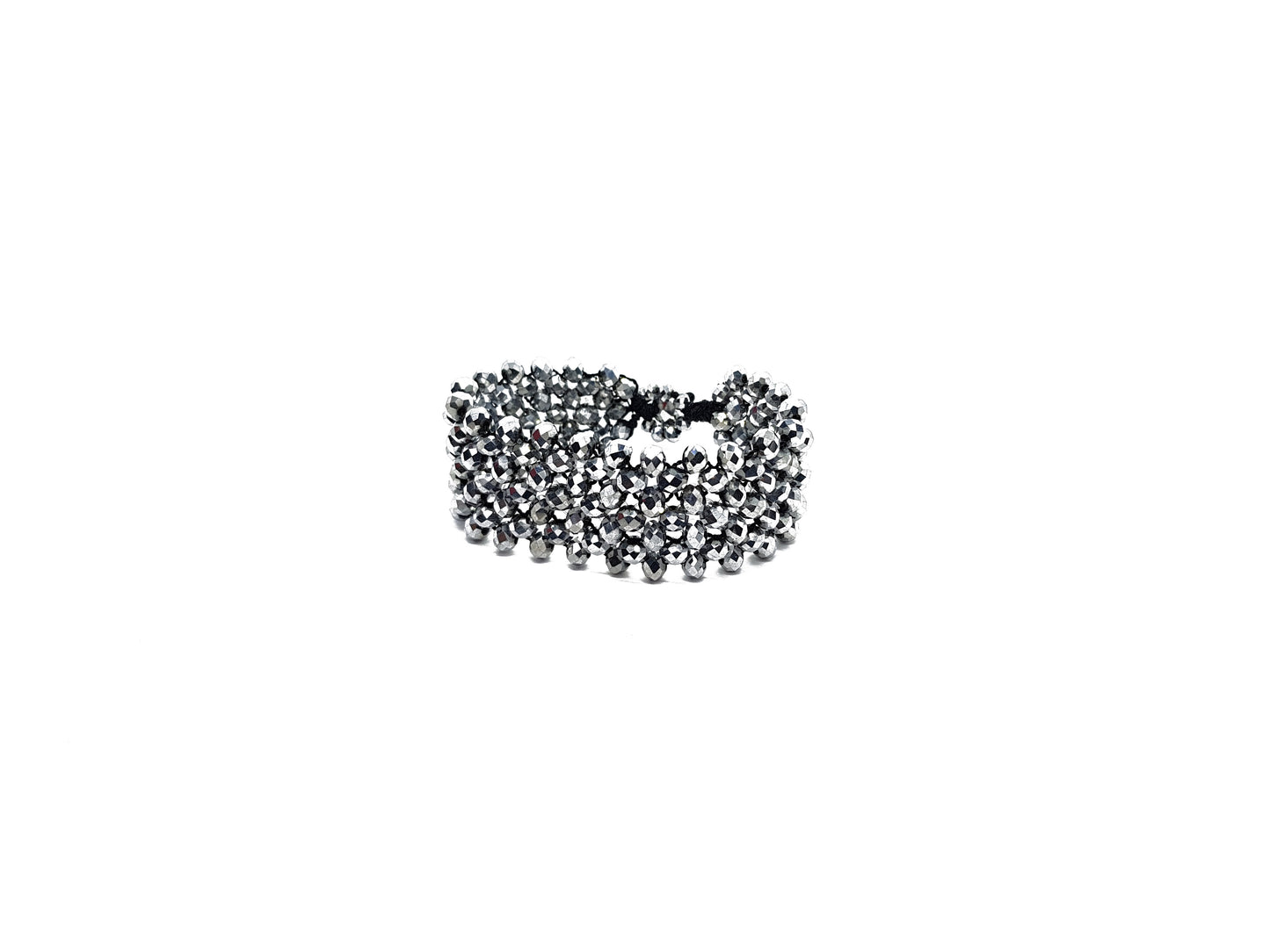 Brazalete De Cristal Plateado