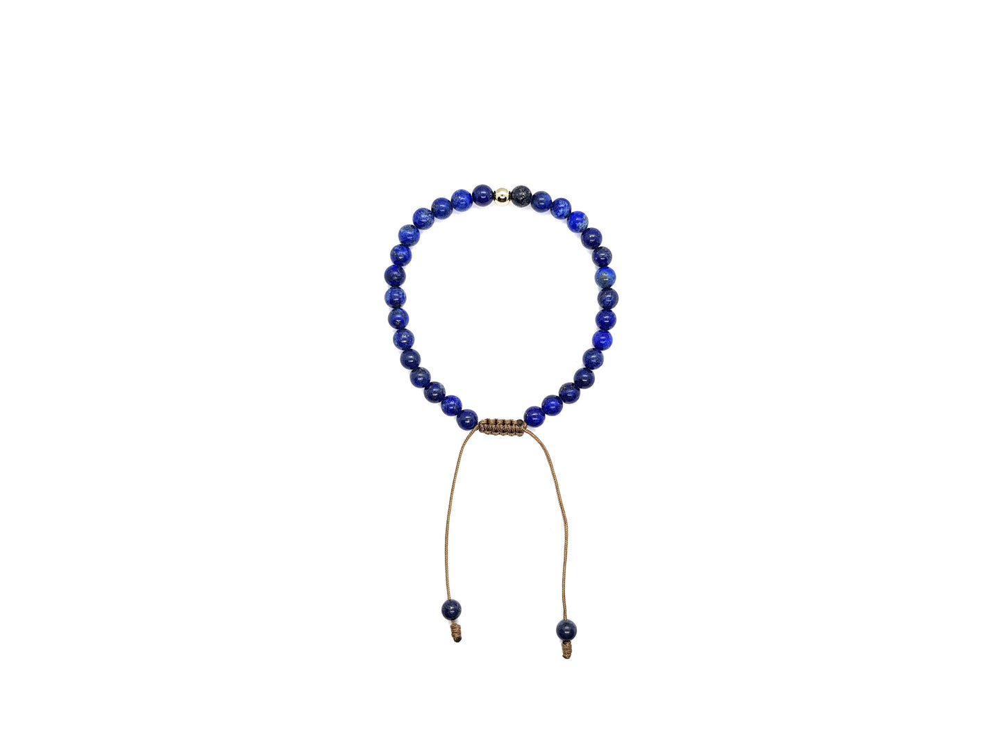 Pulsera De Lapislázuli Con Esfera De Oro