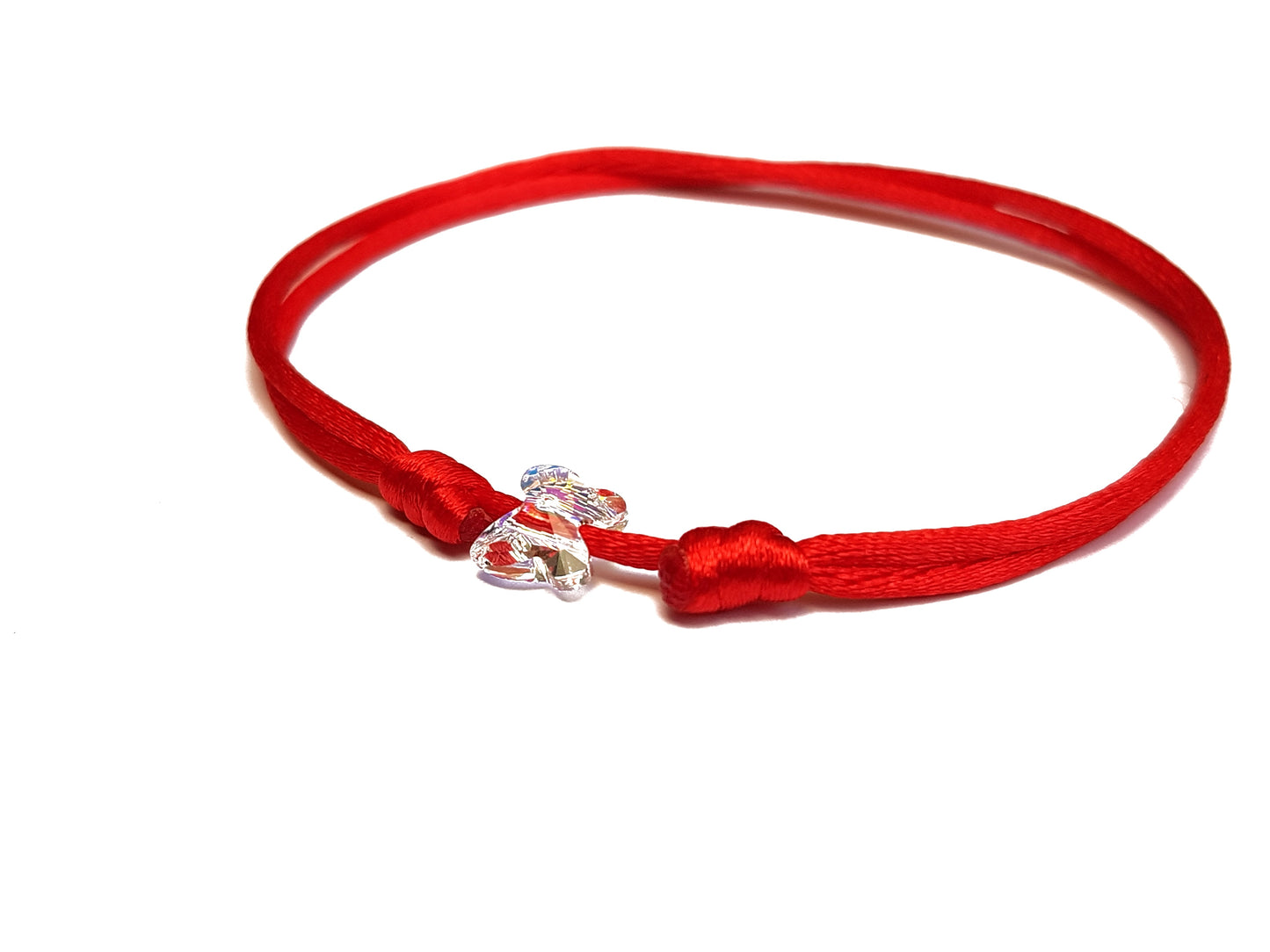 Pulsera Roja De Protección Con Mariposa De Cristal Austriaco