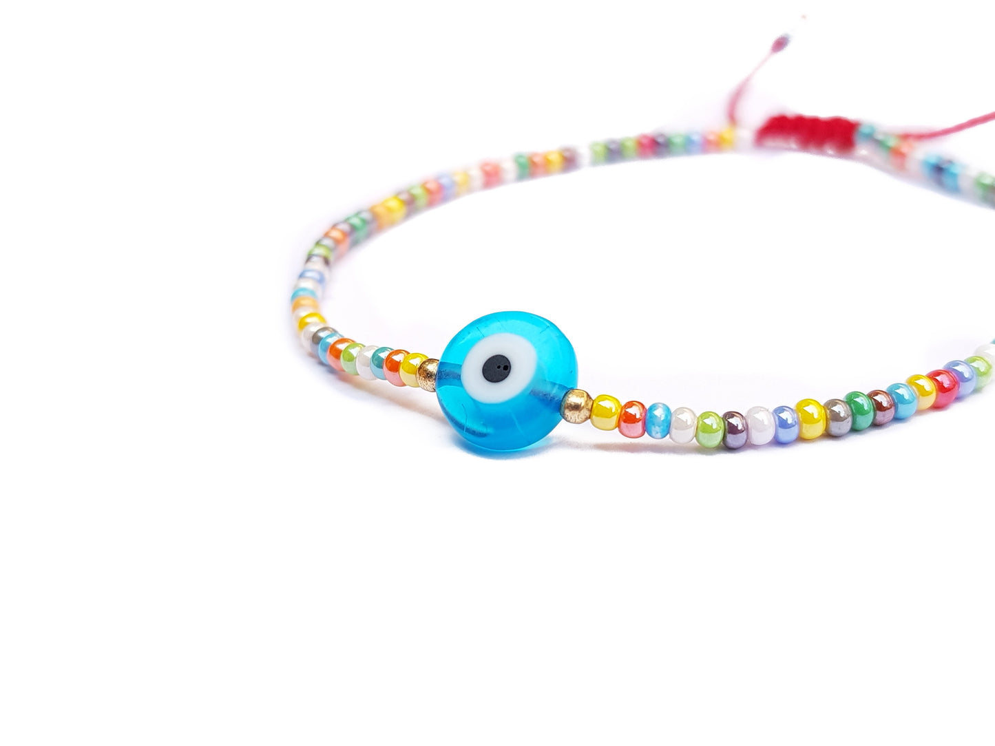 Pulsera De Protección Multicolor Con Ojo Turco Azul Cielo