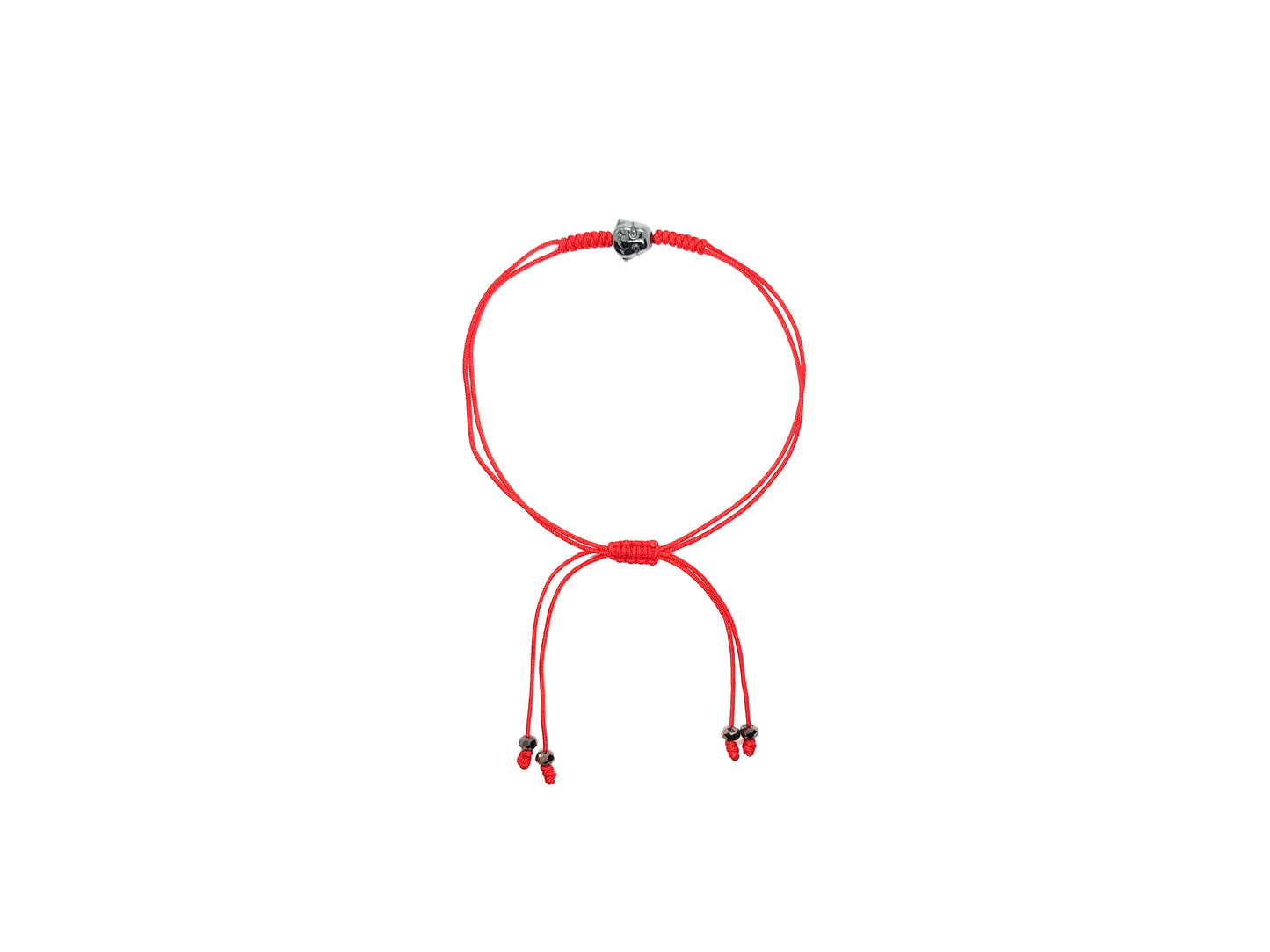 Pulsera Roja Tejida De Protección Con Buda De Hematita Gris