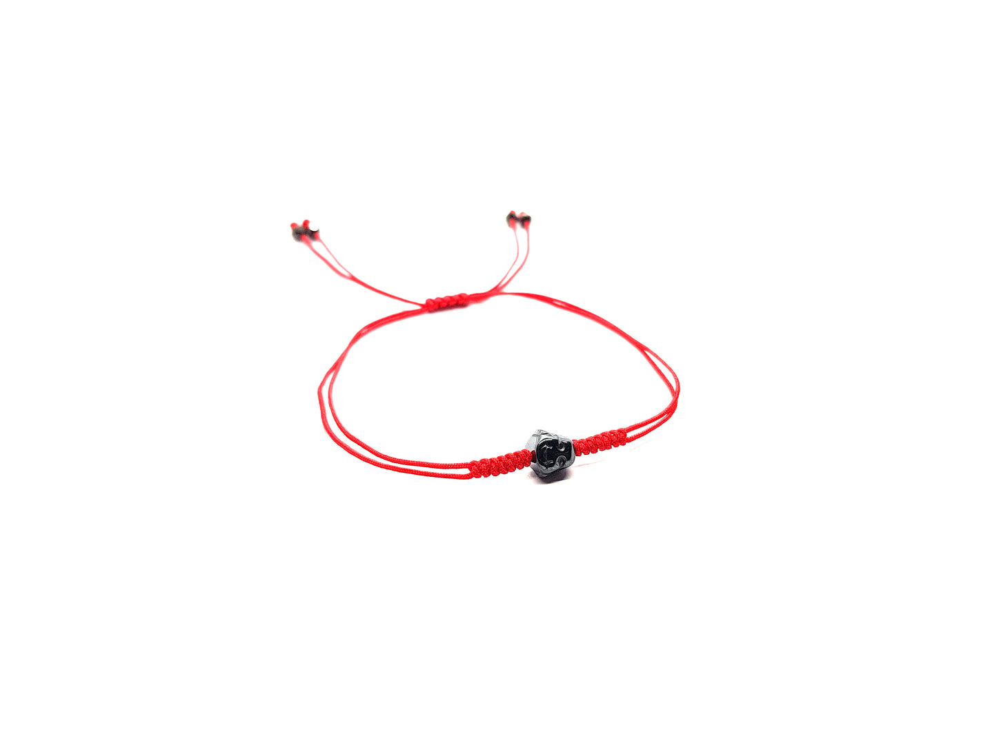 Pulsera Roja Tejida De Protección Con Buda De Hematita Gris