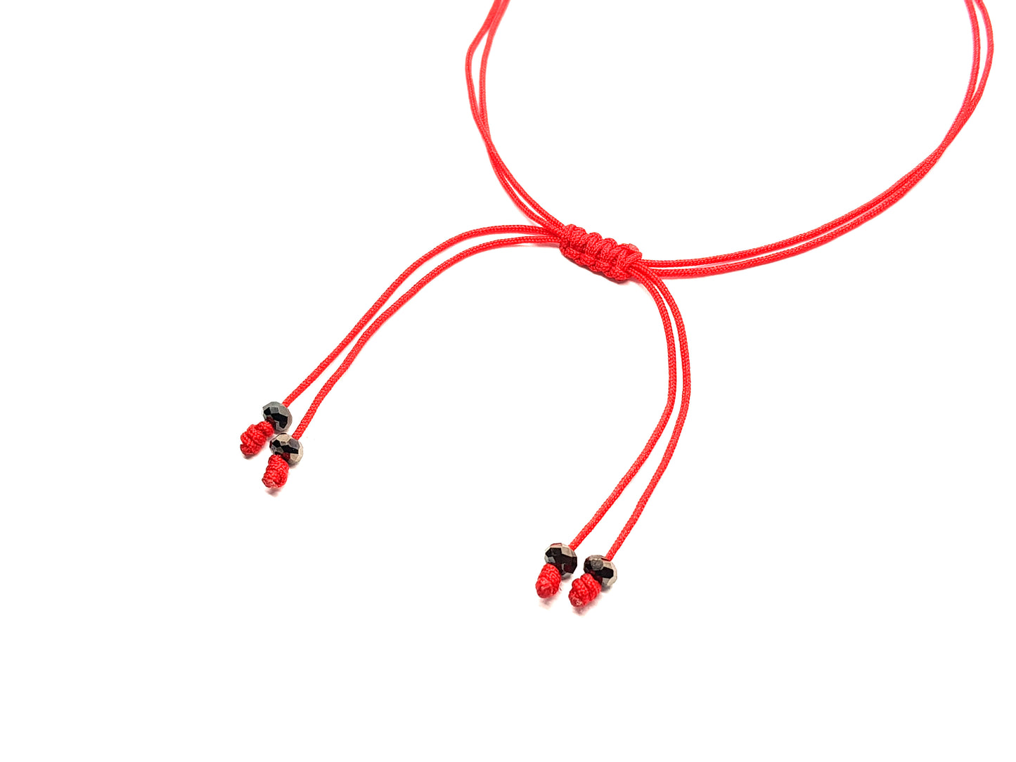 Pulsera Roja Tejida De Protección Con Buda De Hematita Gris