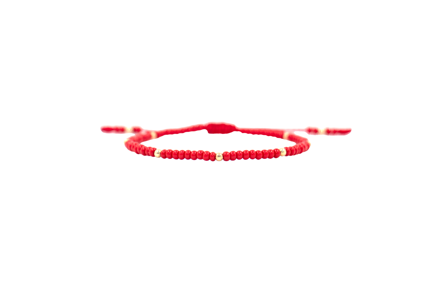 Pulsera Roja con Puntos de Oro para Recién Nacido