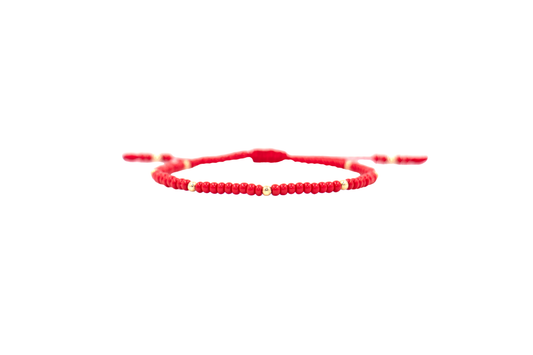 Pulsera Roja con Puntos de Oro para Recién Nacido