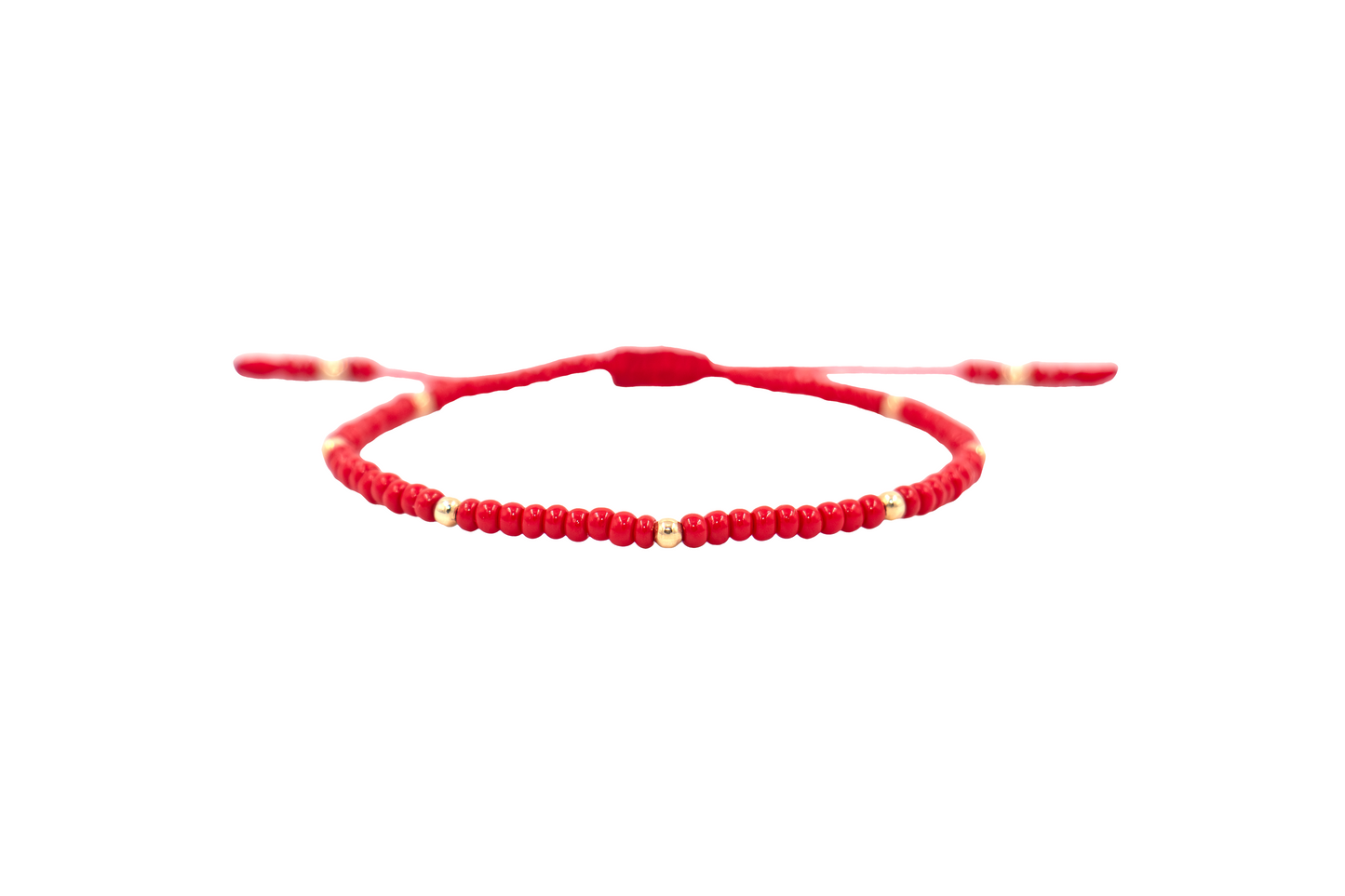 Pulsera Roja con Puntos de Oro para Recién Nacido