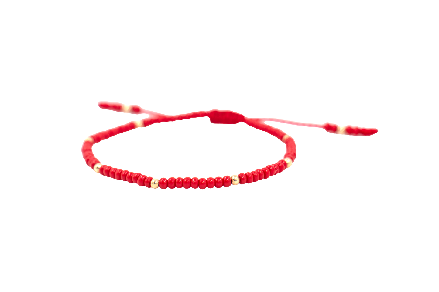 Pulsera Roja con Puntos de Oro para Recién Nacido