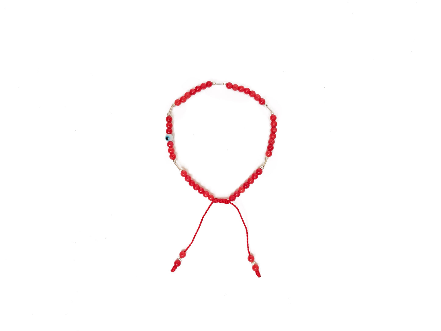 Pulsera Roja De Protección De Coral Y Plata 925