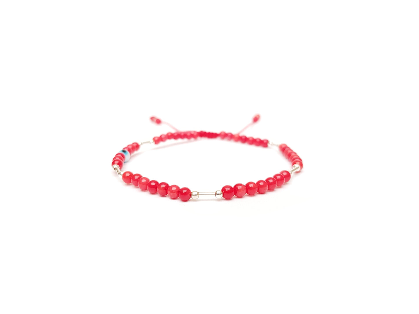 Pulsera Roja De Protección De Coral Y Plata 925