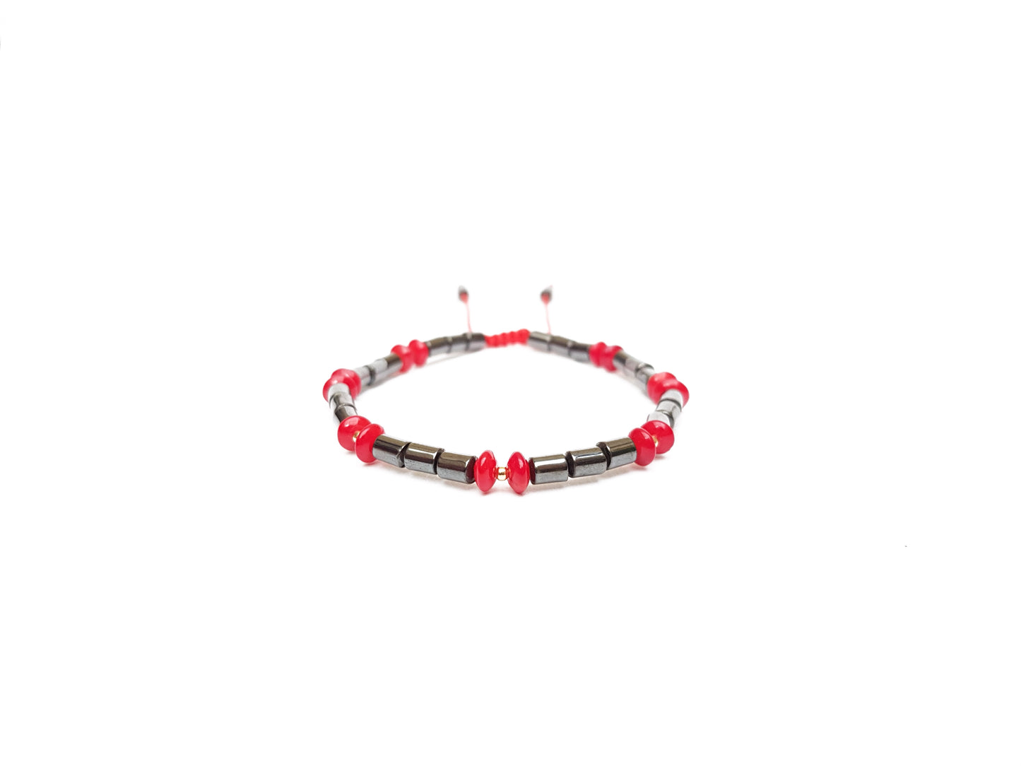 Pulsera De Protección Con Hematita, Coral Y Oro