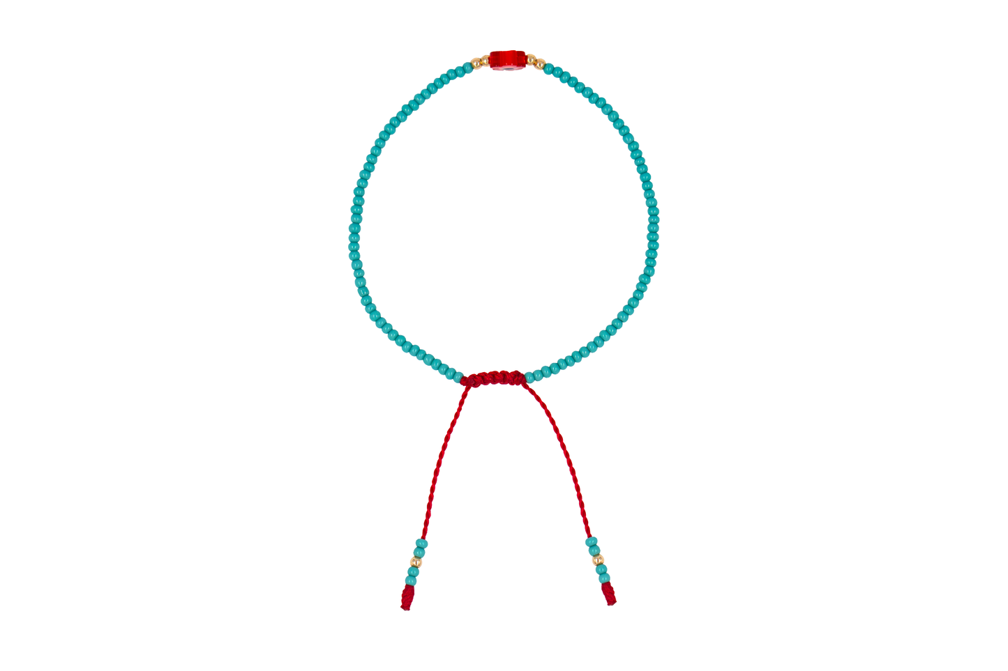 Pulsera Turquesa de Protección con Ojo Turco Flor Rojo