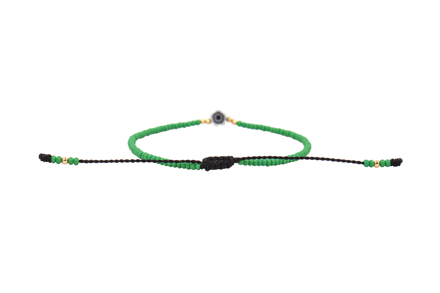 Pulsera Verde de Protección con Ojo Turco Flor Blanco