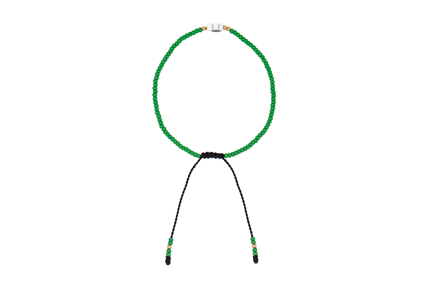 Pulsera Verde de Protección con Ojo Turco Flor Blanco