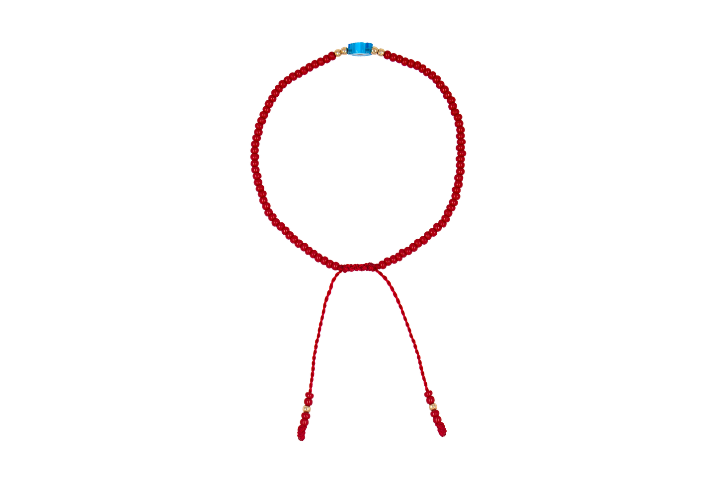 Pulsera Roja de Protección con Ojo Turco Flor Azul Cielo