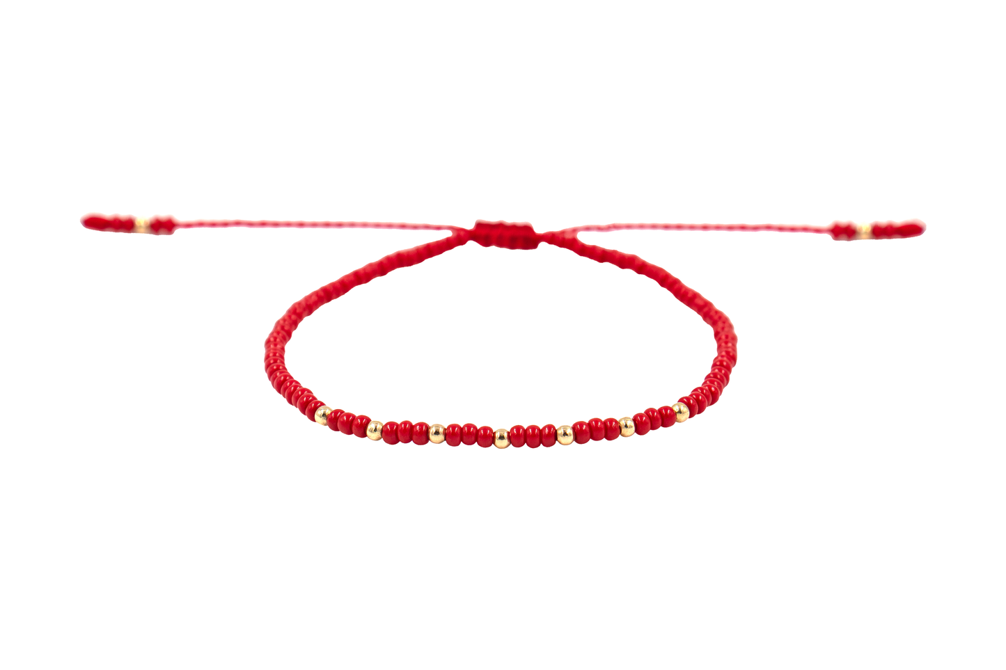 Pulsera Roja de Protección con Puntos de Oro