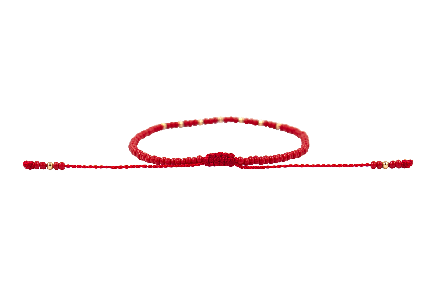 Pulsera Roja de Protección con Puntos de Oro