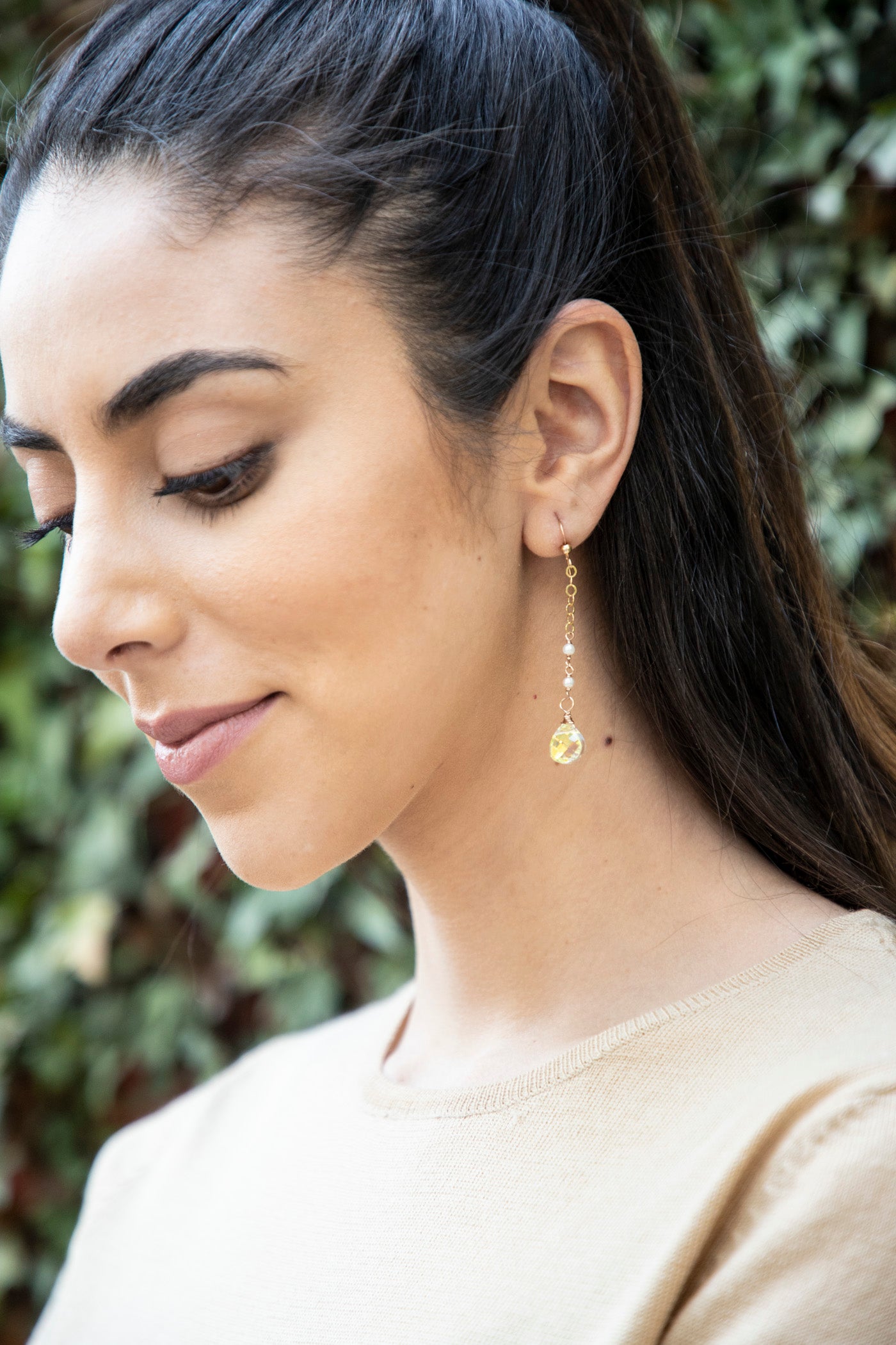 Aretes de cristal Swarovski gota y perla natural micro