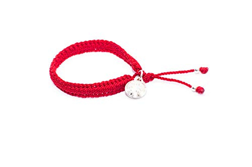 Pulsera tejida roja ancha