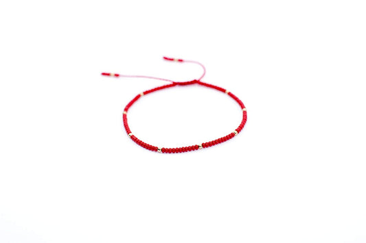 Pulsera Roja De Protección Con Puntos De Oro
