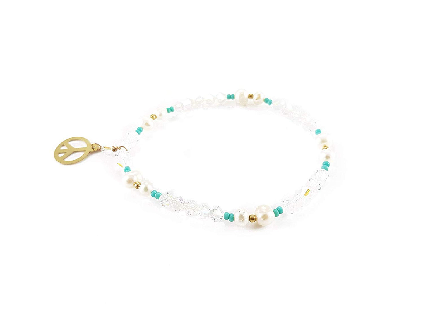 Pulsera • Cristal Rombo & Perla • Amor & Paz