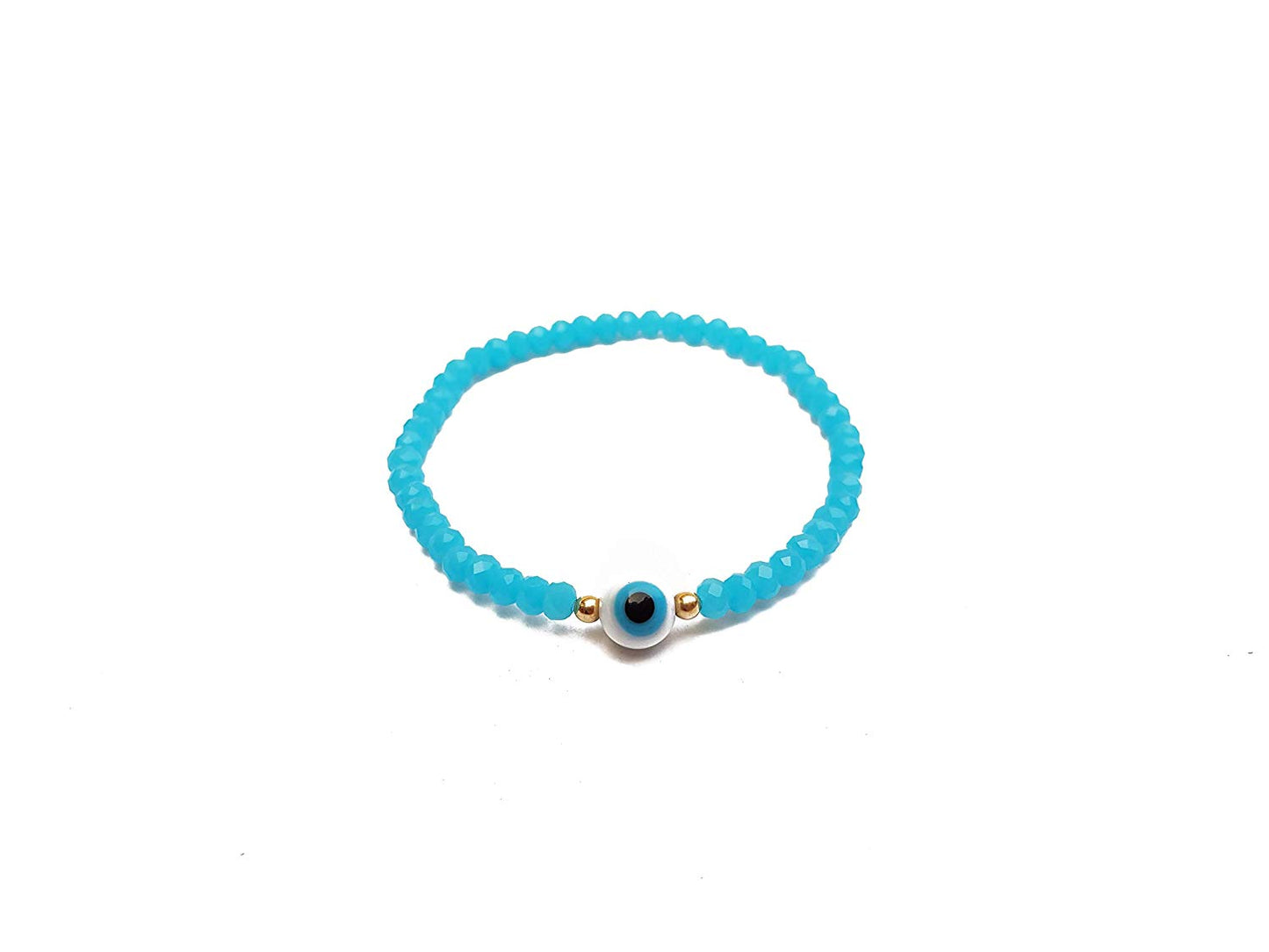 Pulsera cristal azul con ojo turco al centro