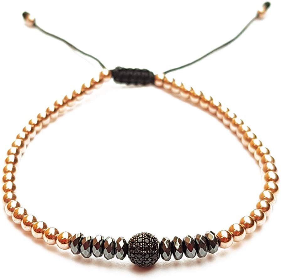 Pulsera de hematita con esfera de zirconia