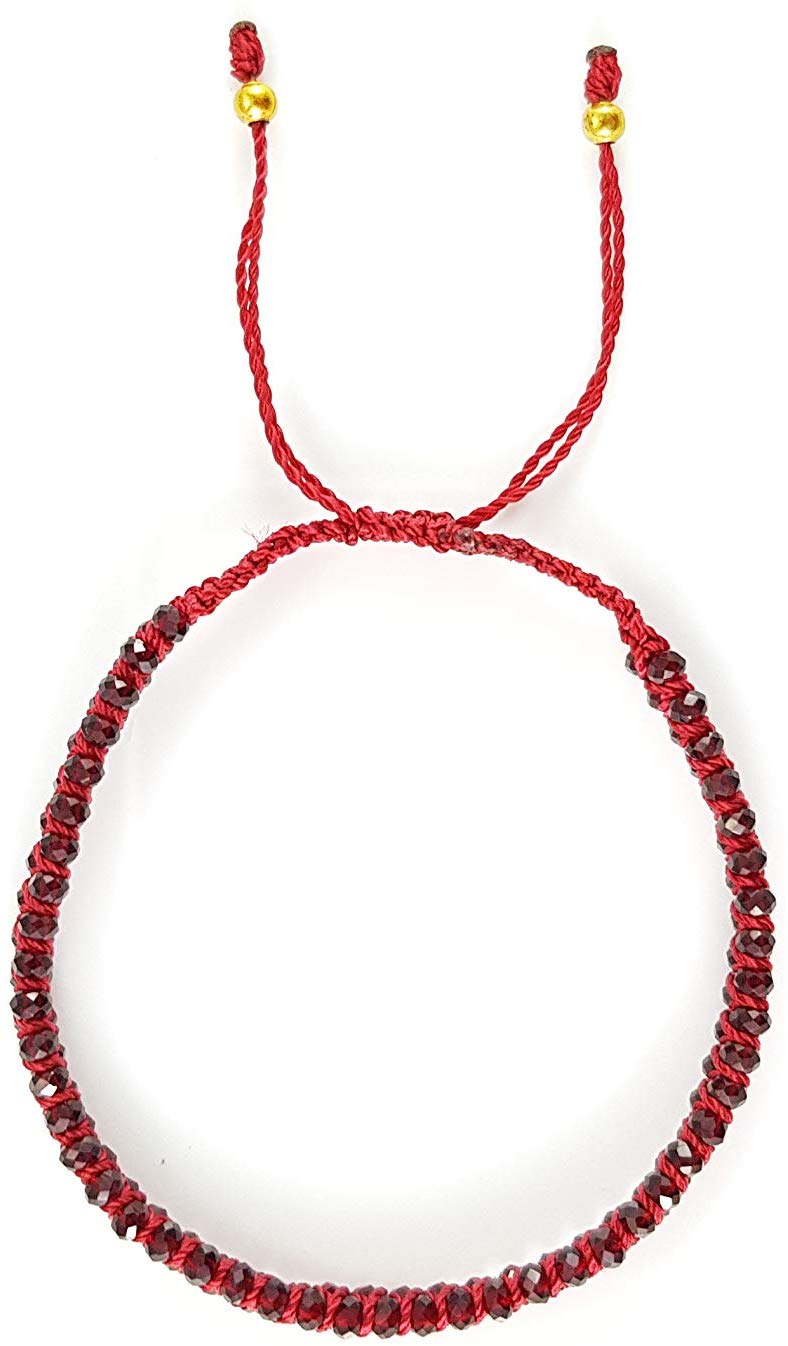 Pulsera Roja Vino De Cristales Entrelazados