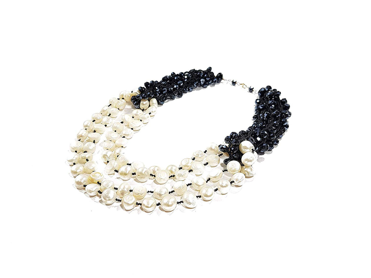 Collar Multi Satand de Perla Barroca con Cristales