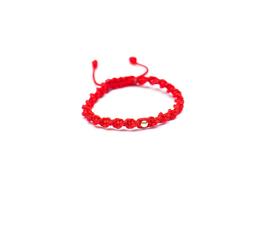 Pulsera Roja Tejida De Protección Con Esfera De Oro Para Recién Nacido