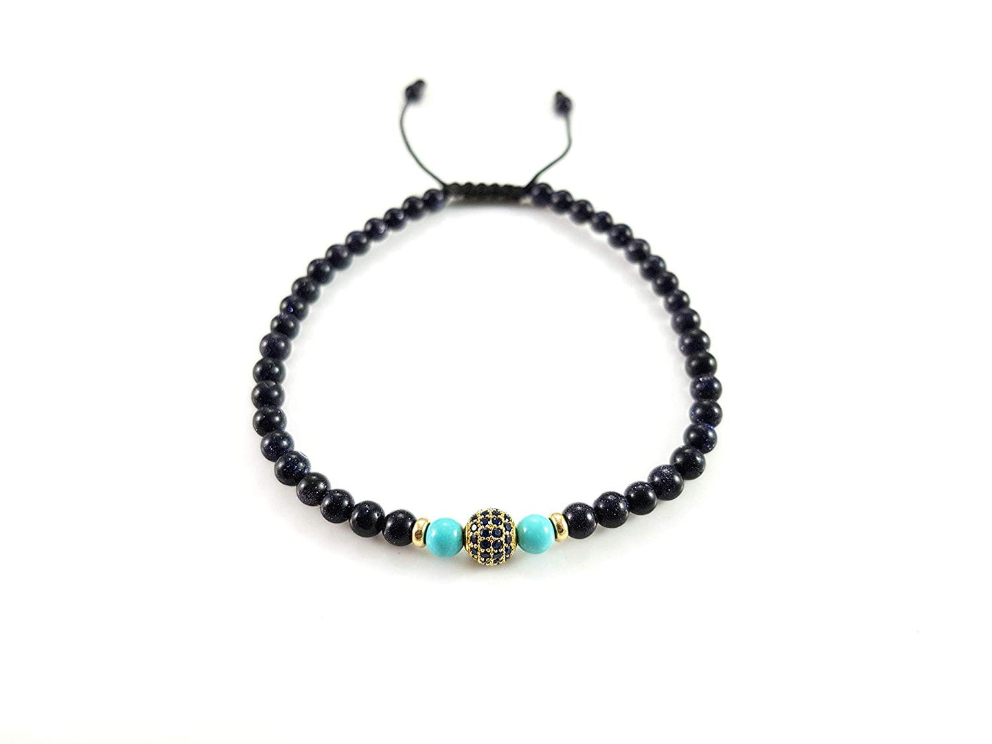 Pulsera Tejida Aventurina Turquesa y Esfera de cristales