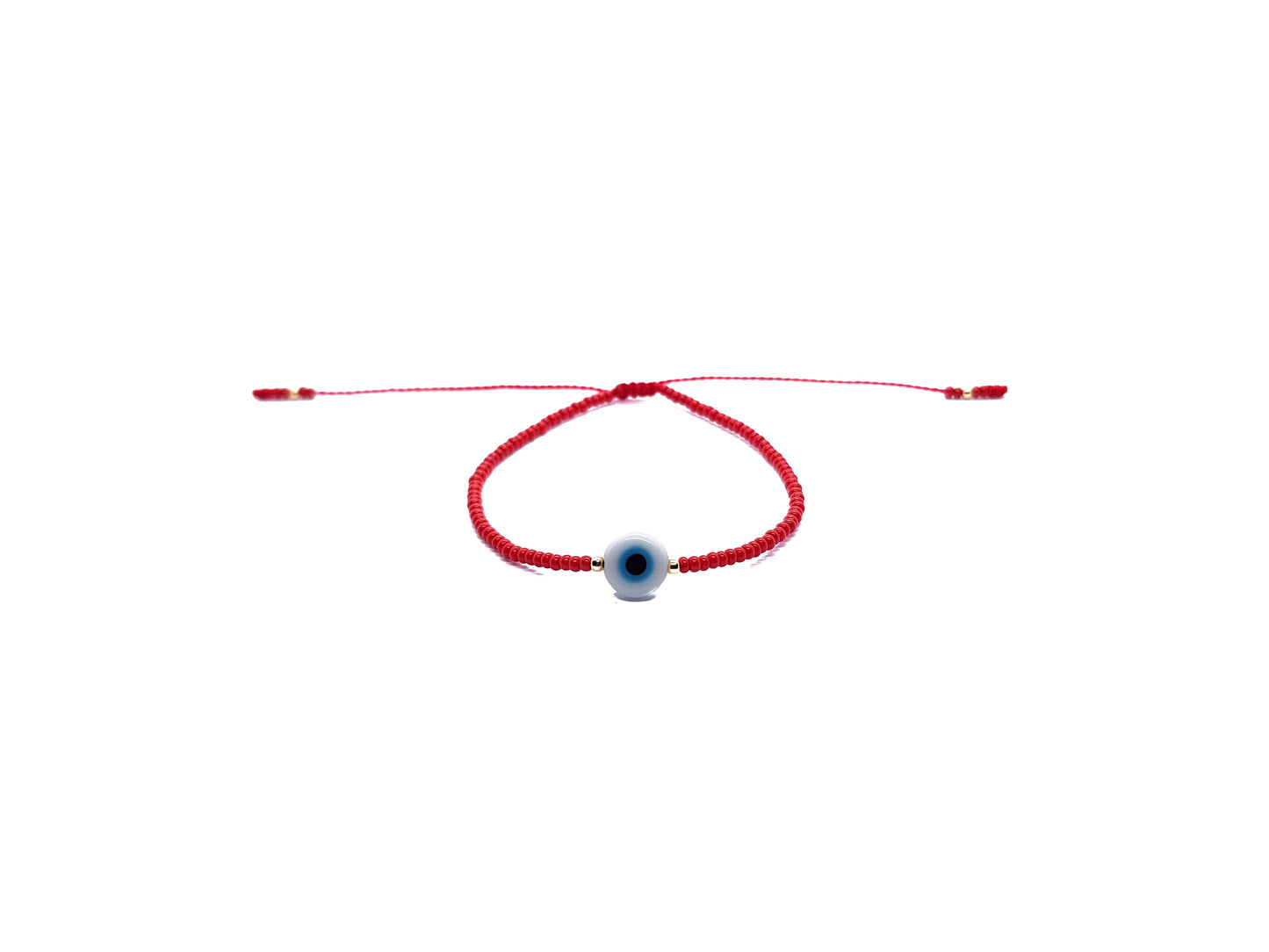 Pulsera Roja De Protección Con Ojo Turco Blanco