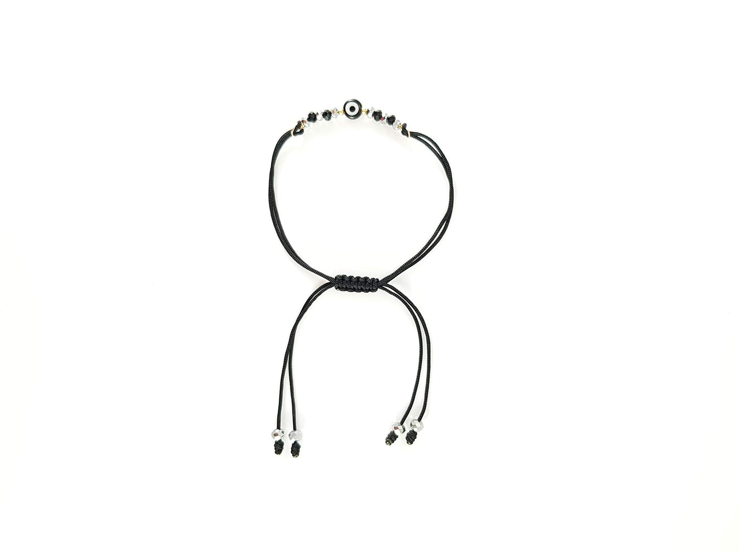 Pulsera Negra De Protección Con Ojo Turco Y Cristales