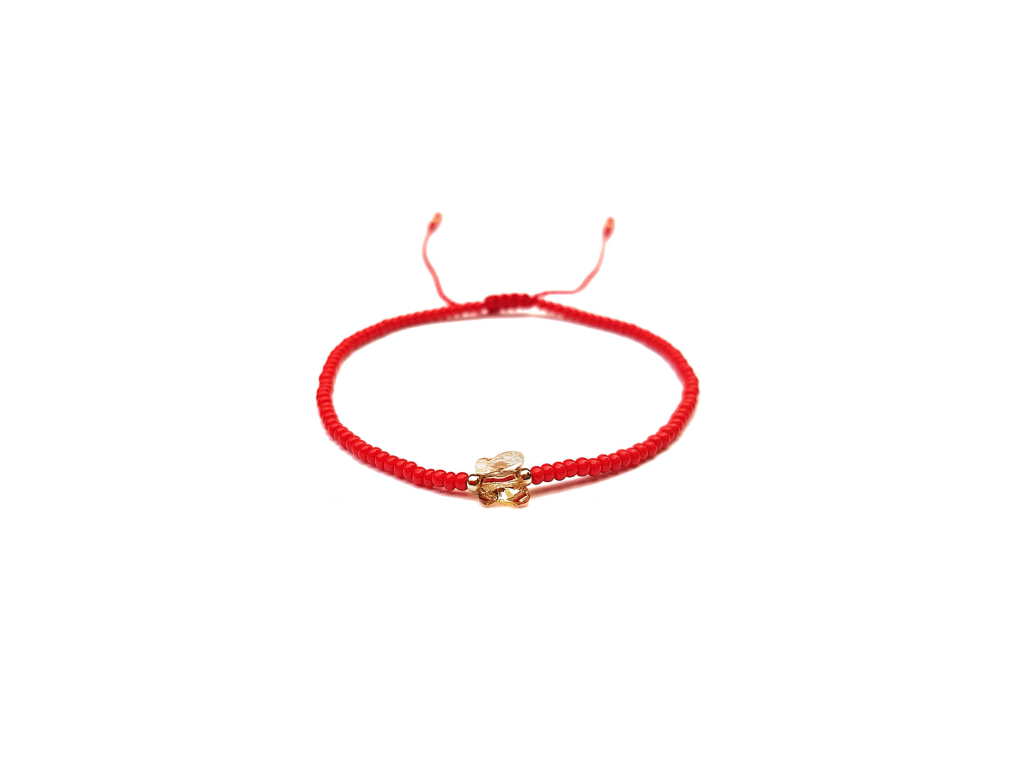 Pulsera Roja De Protección Con Mariposa De Cristal Austriaco Golden
